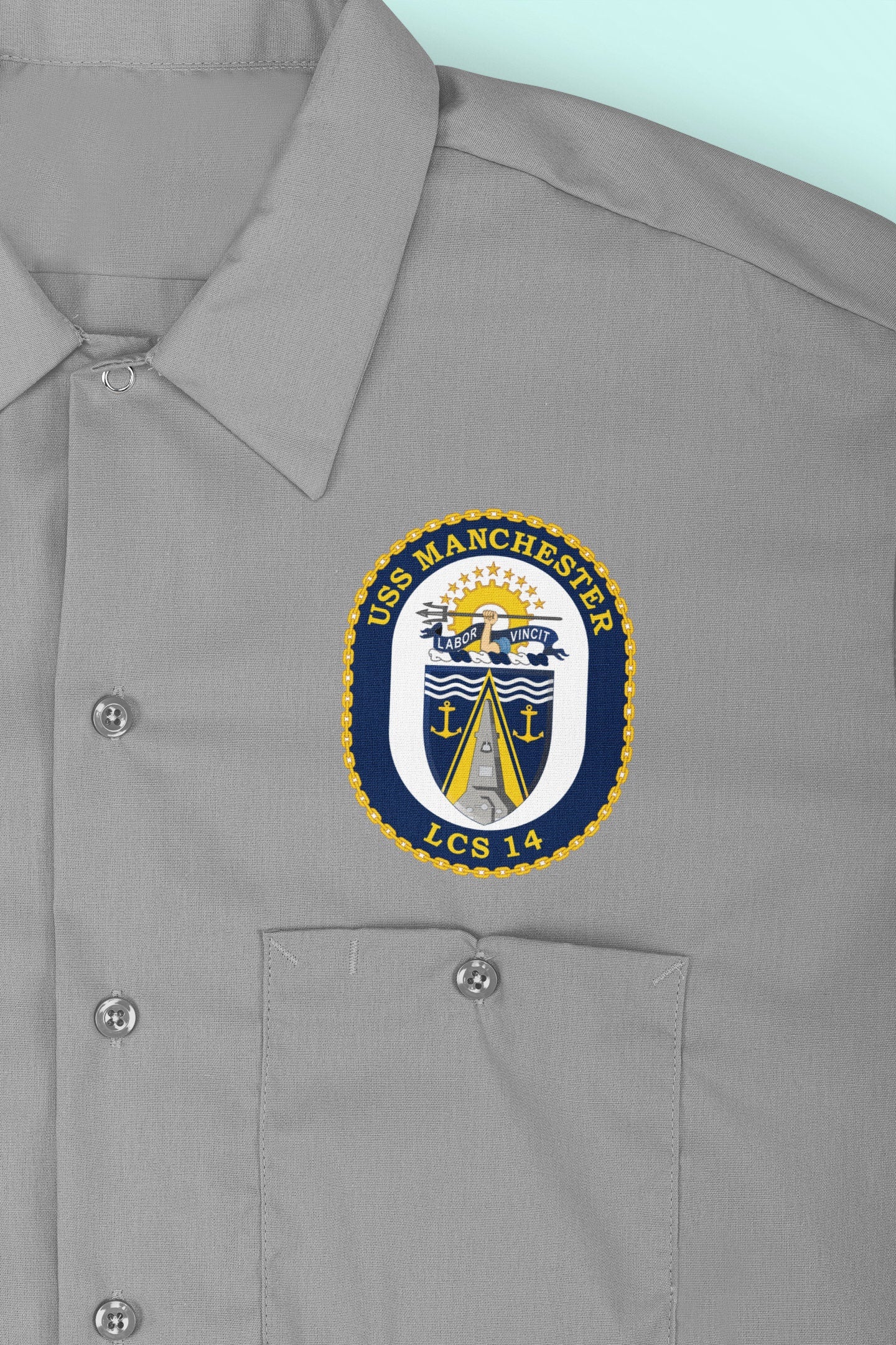 USS Manchester LCS-14 Badge Iron On Heat Transfer Vinyl HTV Independence Class Littoral combat ship