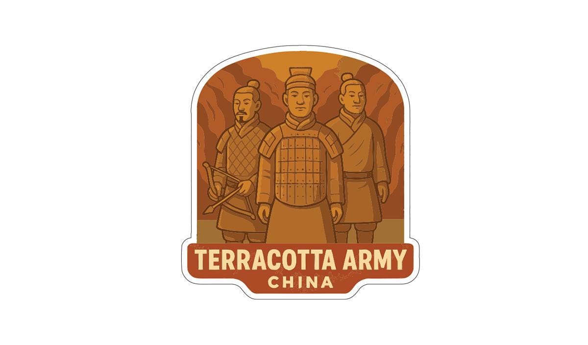 Terracotta Army China Iron On Heat Transfer Vinyl HTV Die-Cut Symbolic Landmark