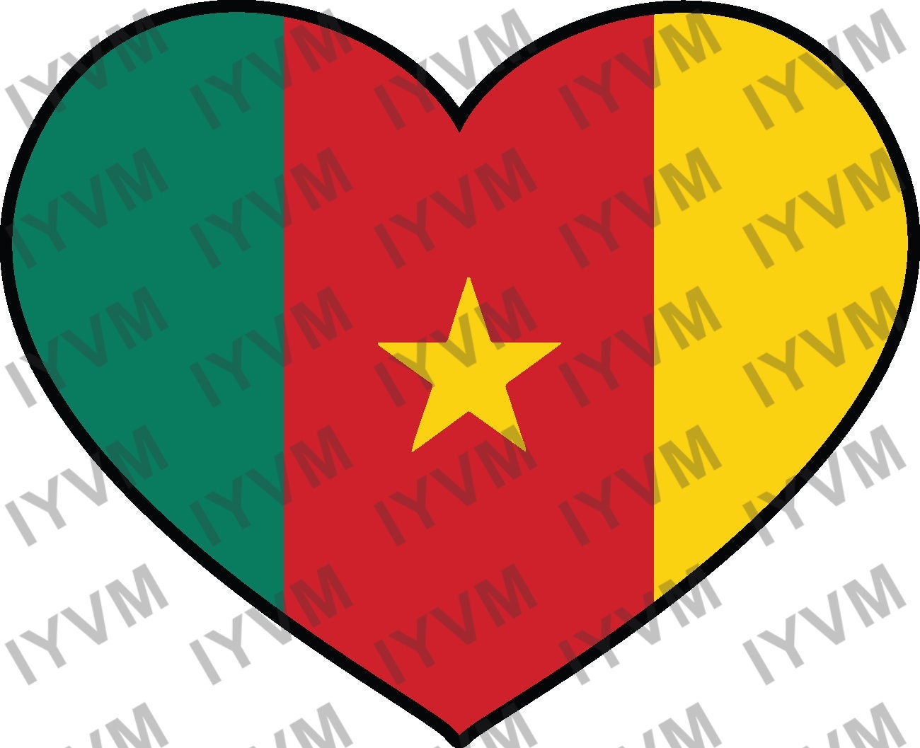 Cameroon Flag Heart Sticker Decal / Republic of Cameroon / Yaoundé / Paix – Travail – Patrie / Cameroonian