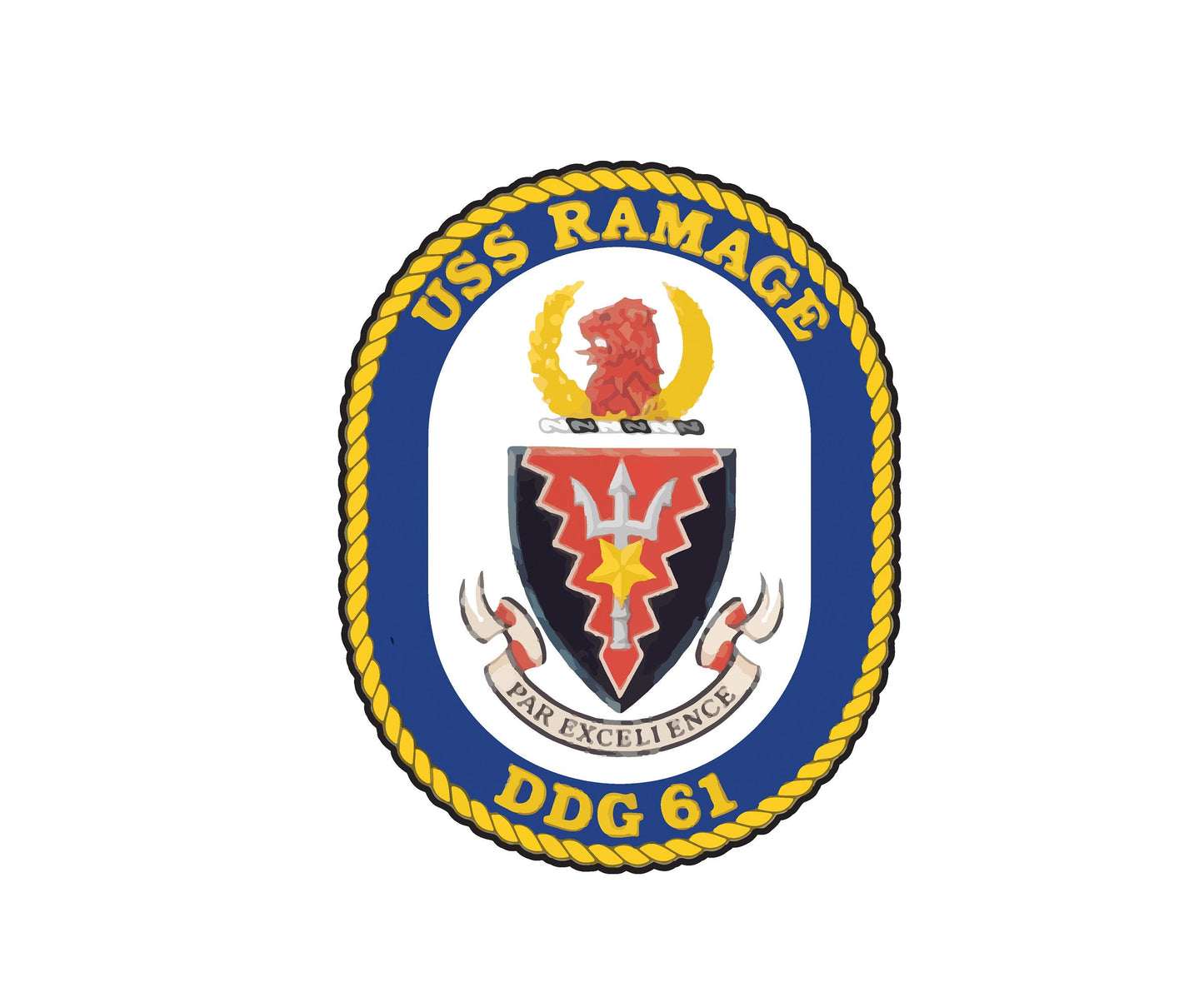 USS Ramage DDG-61 Badge Sticker Decal Arleigh Burke Class Destroyer Car Sticker Bumper Sticker for Car Emblem