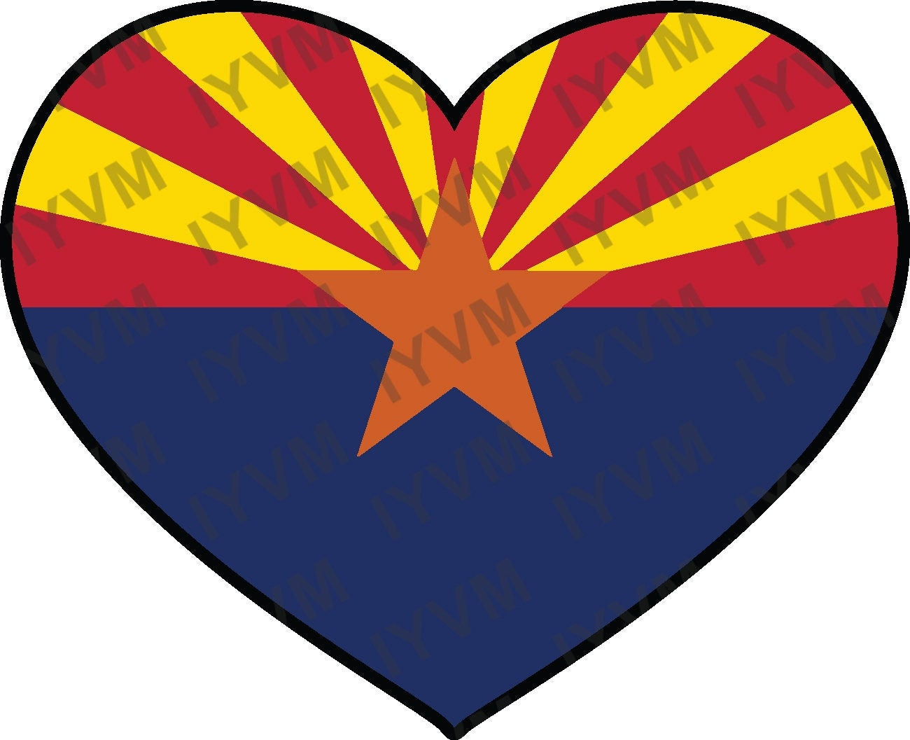 State of Arizona Flag Heart Sticker Decal  USA Arizona State  Phoenix  The Grand Canyon State  Apache State  Aztec State / Baby State /