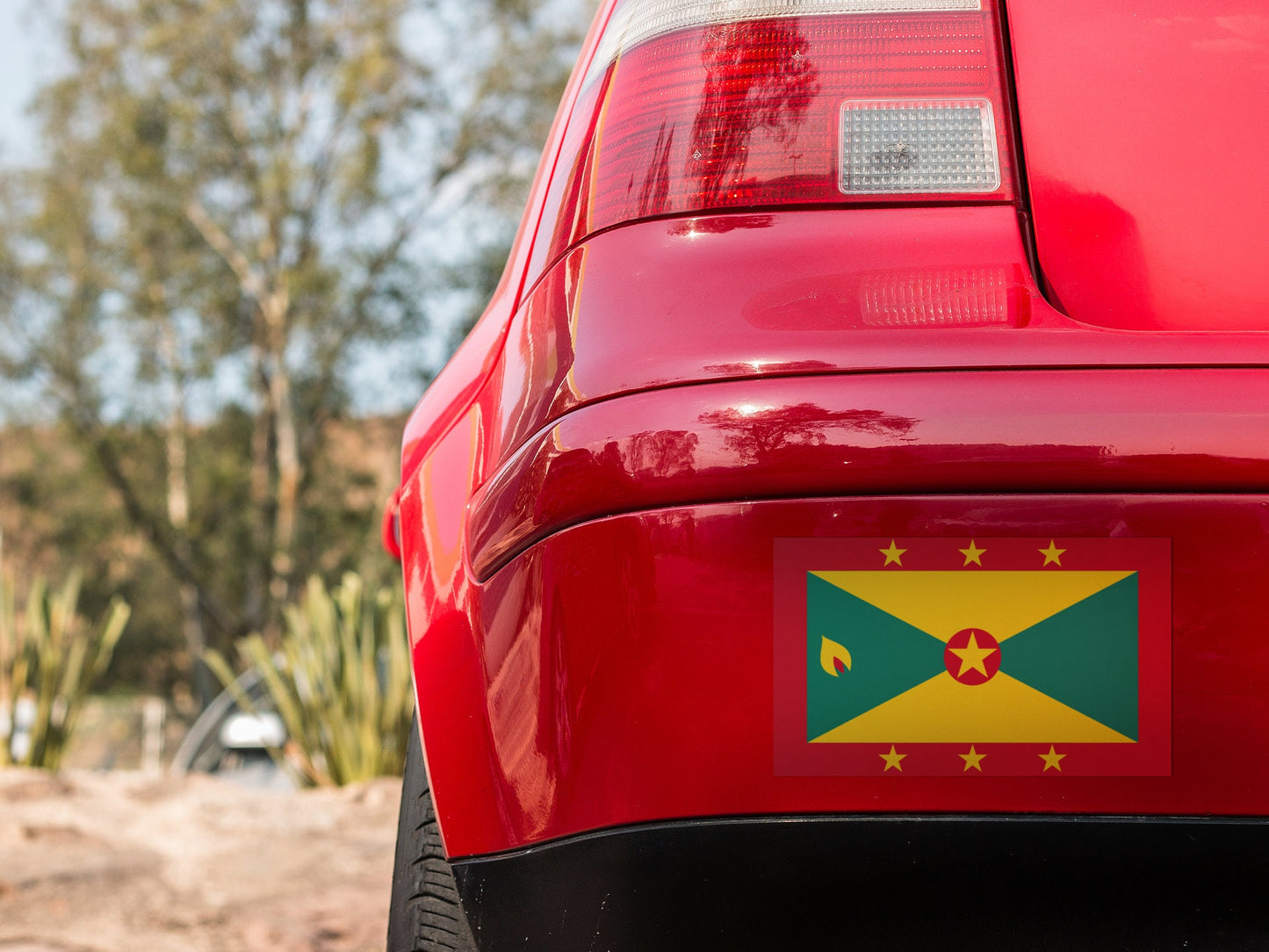Grenada Flag Sticker Decal / Gwenad / Grenadian Creole French Ever Conscious of God We Aspire, Build and Advance as One People St. George's