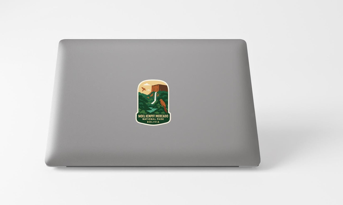 A sticker on the back of a laptop computer.