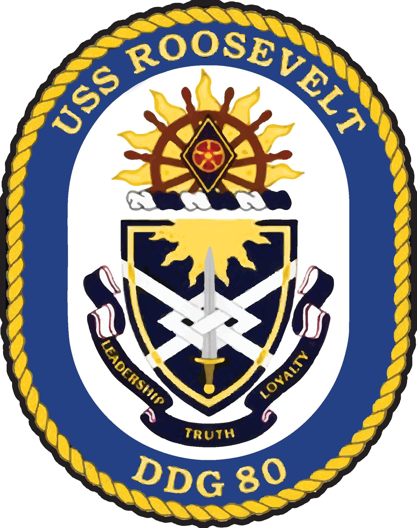 USS Roosevelt DDG-80 Badge Iron On Heat Transfer Vinyl HTV Arleigh Burke Class Destroyer