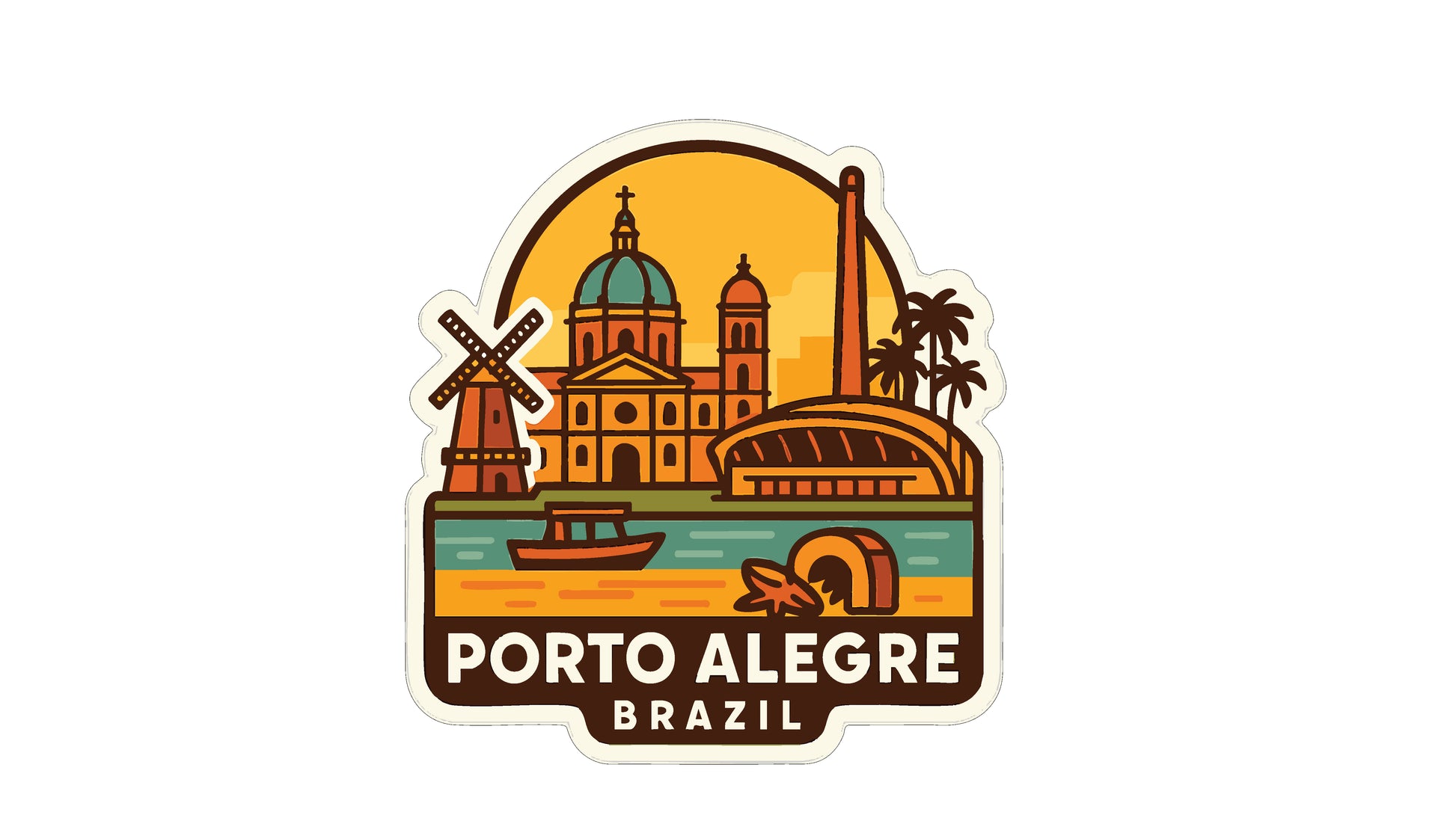 The image is a sticker depicting the cityscape of Porto Alegre, Brazil.