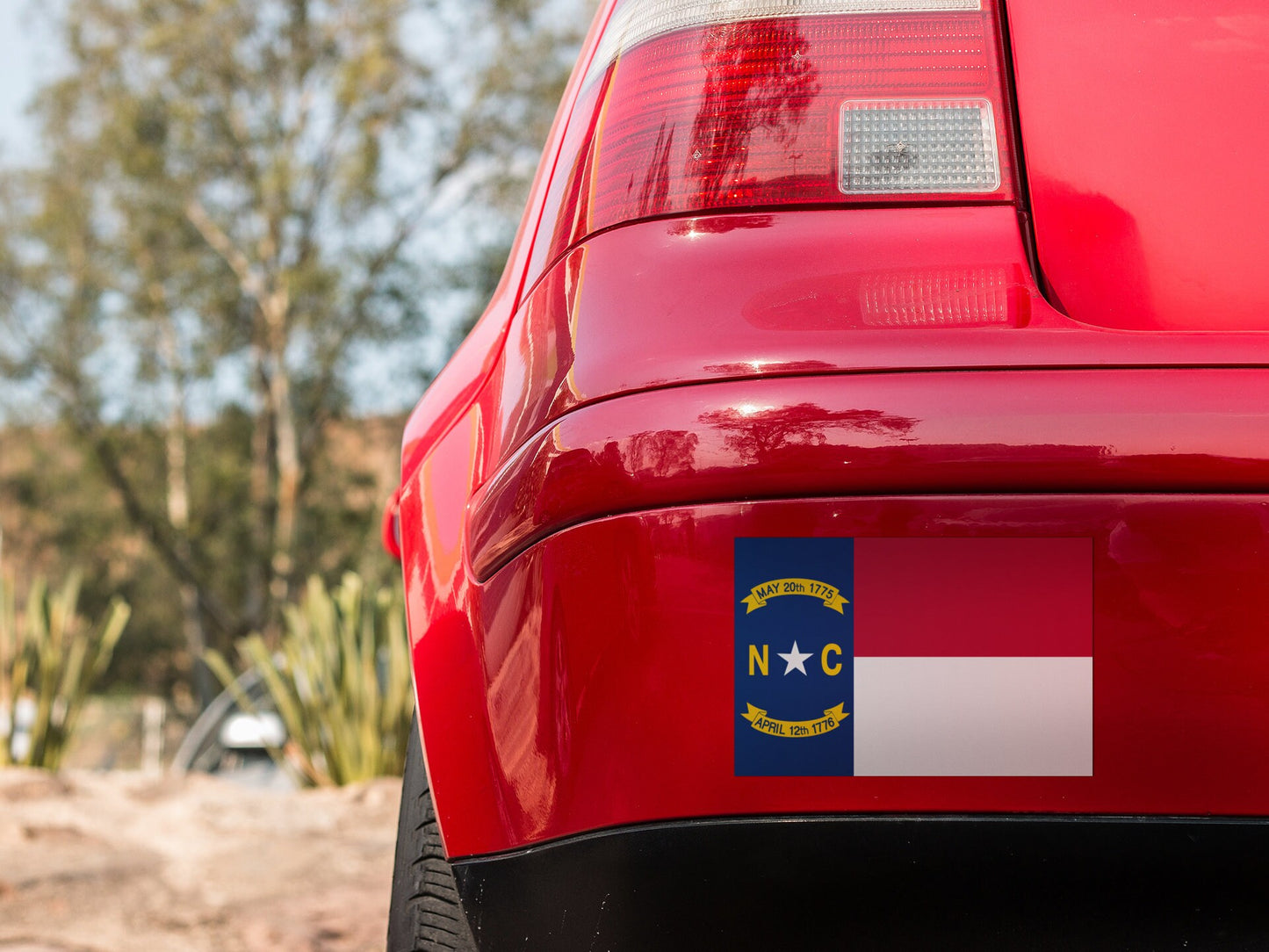 North Carolina State Flag Sticker Decal - USA, Raleigh, Tar Heel
