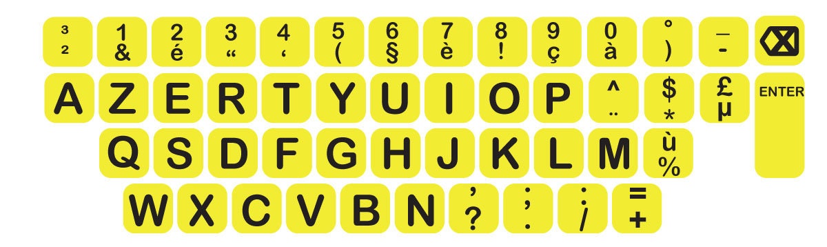 AZERTY BIG Keyboard Key Print Sticker Vinyl Sticker Decal