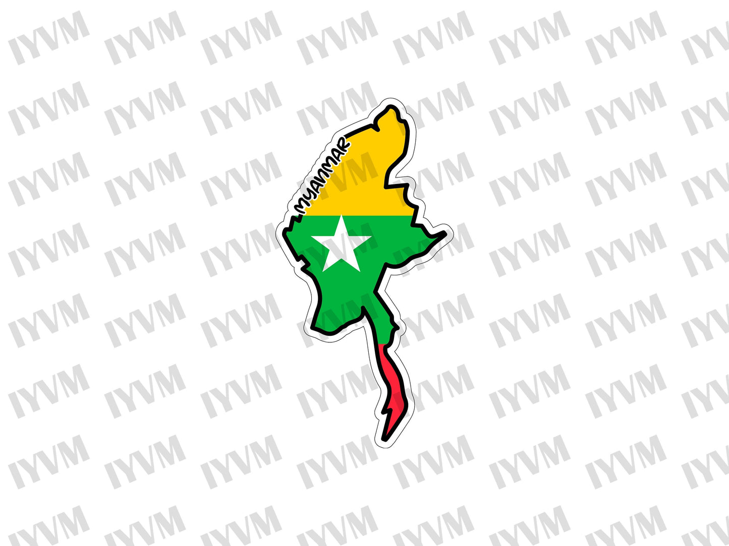 Myanmar Map Flag Sticker Decal / Republic of the Union of Myanmar / Burma / Naypyidaw / Burmese /