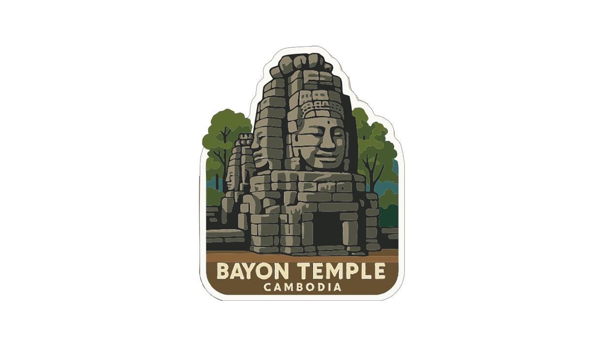Bayon Temple Cambodia Iron On Heat Transfer Vinyl HTV Die-Cut Symbolic Landmark