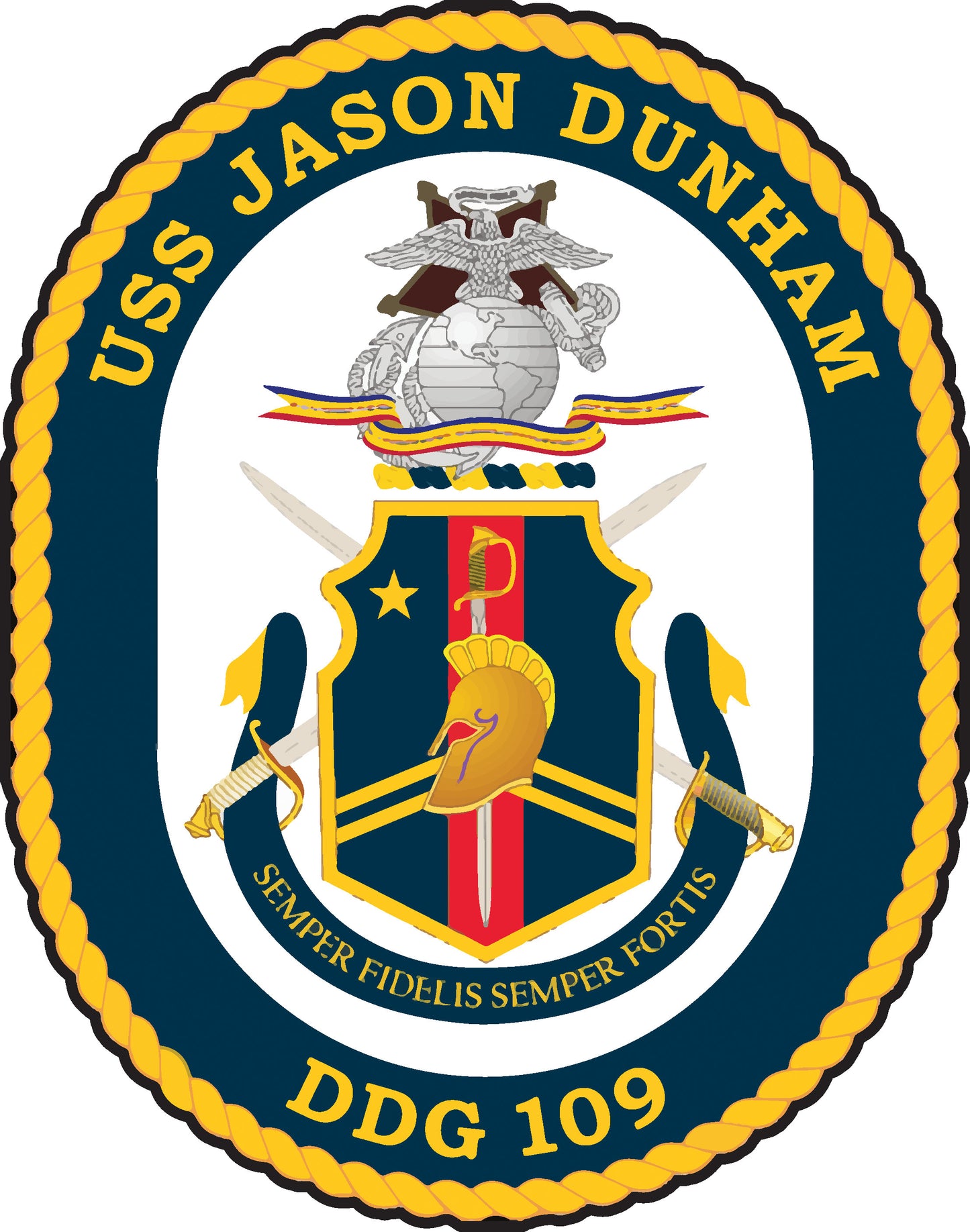 USS Jason Dunham DDG-109 Badge Iron On Heat Transfer Vinyl HTV Arleigh Burke Class Destroyer
