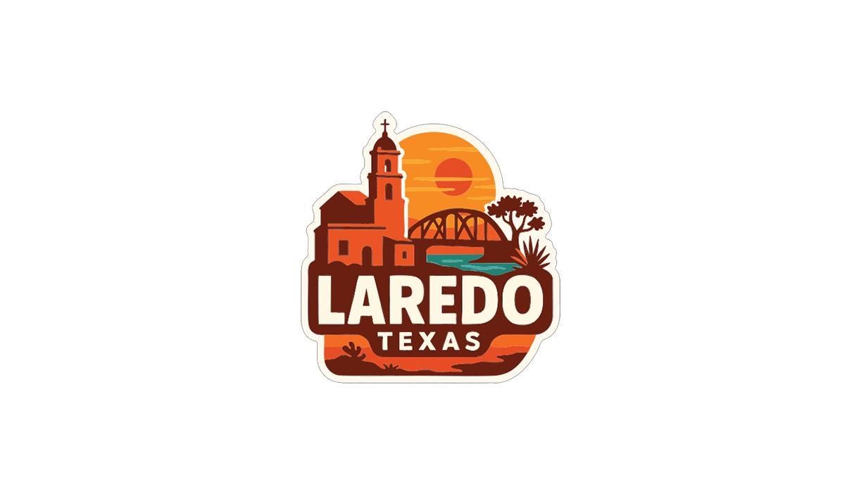 a stylized logo for the city of Laredo, Texas.
