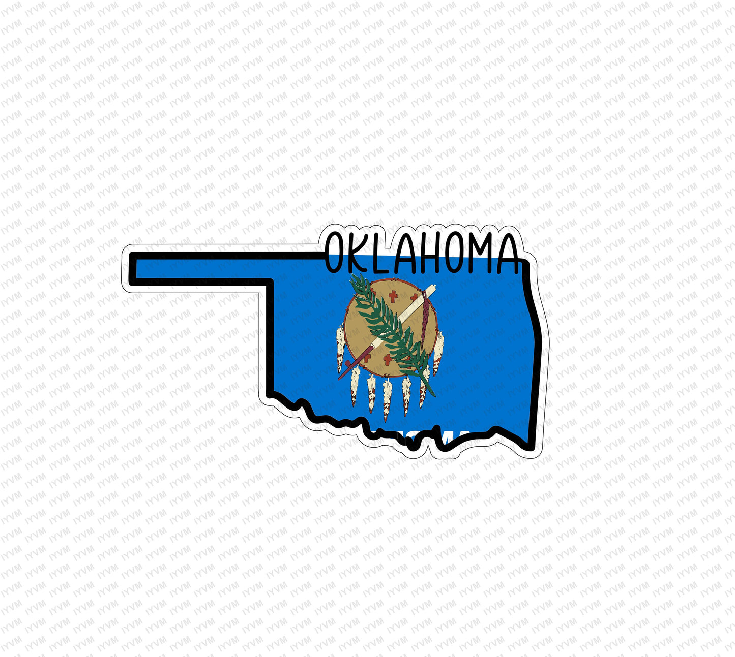 State of Oklahoma Map Flag Sticker Decal  USA Oklahoma State  Oklahoma City  The Sooner State  Native America / Land of the Red Man