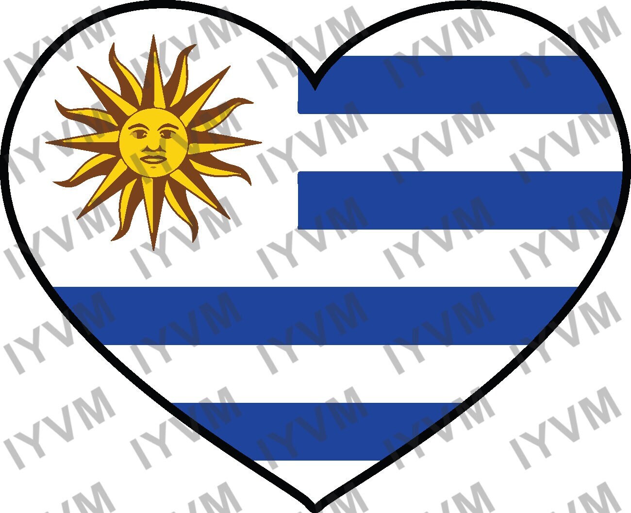Uruguay Flag Heart Sticker Decal / Oriental Republic of the Uruguay / Libertad o Muerte / Montevideo / Uruguayan / Portuguese