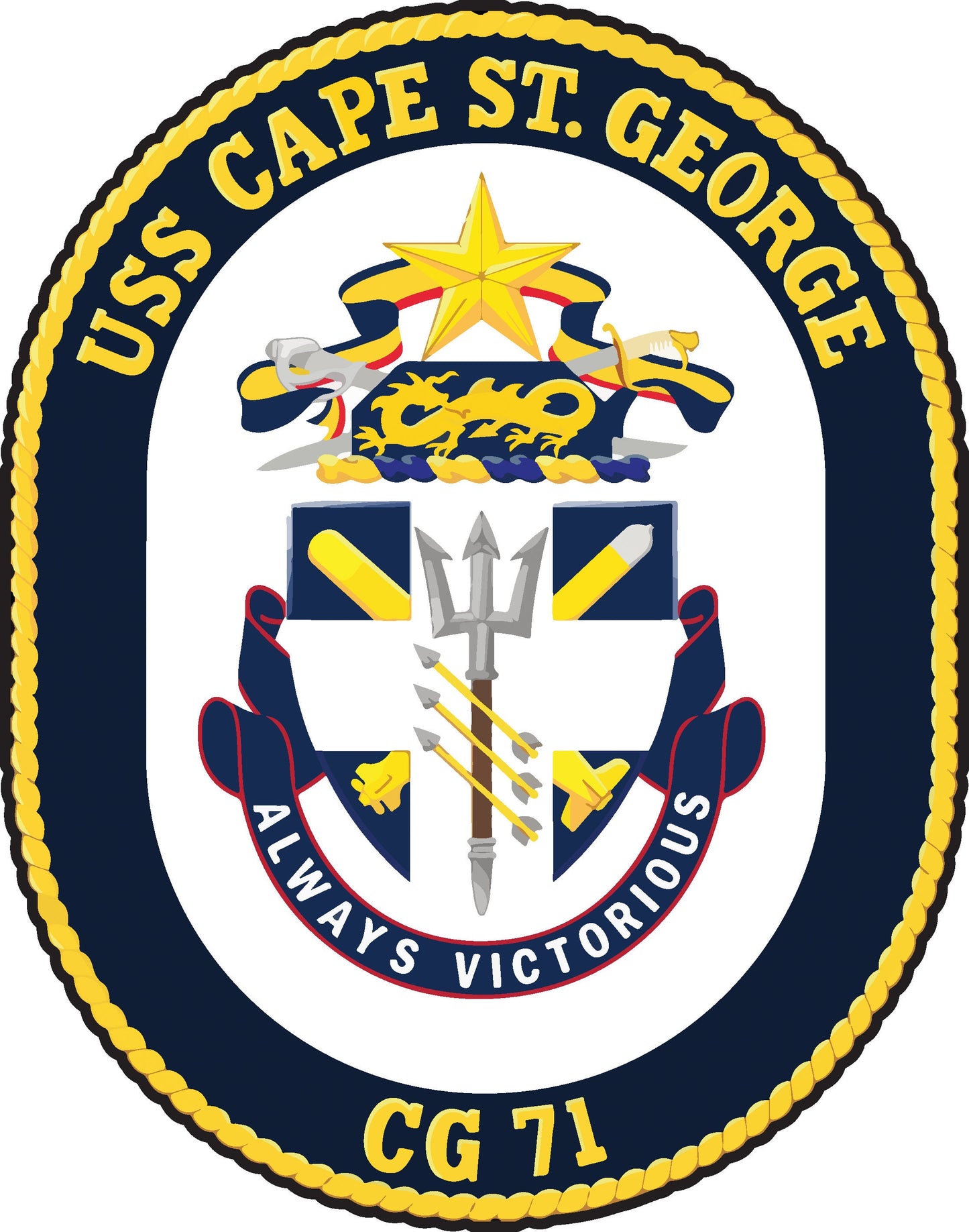 USS Cape St. George CG-71 Badge Iron On Heat Transfer Vinyl HTV Ticonderoga Class Cruiser