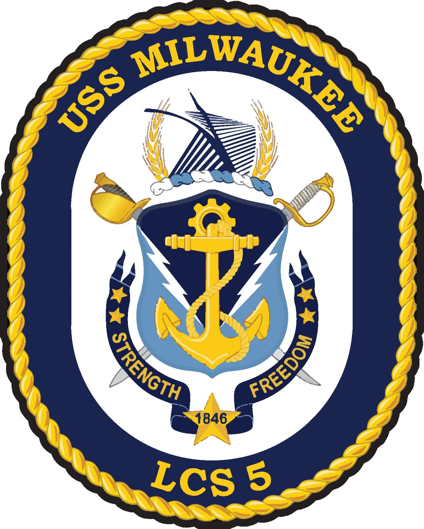USS Milwaukee LCS-5 Badge Iron On Heat Transfer Vinyl HTV Freedom Class Littoral Combat Ship