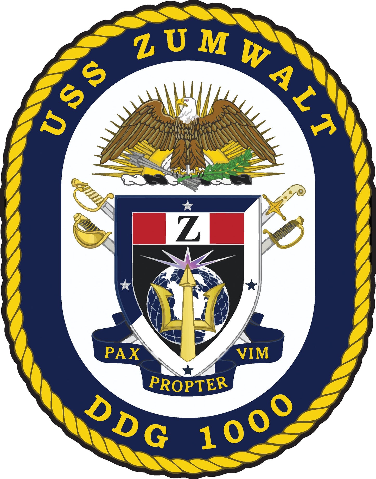 USS Zumwalt DDG-1000 Badge Iron On Heat Transfer Vinyl HTV Zumwalt Class Destroyer