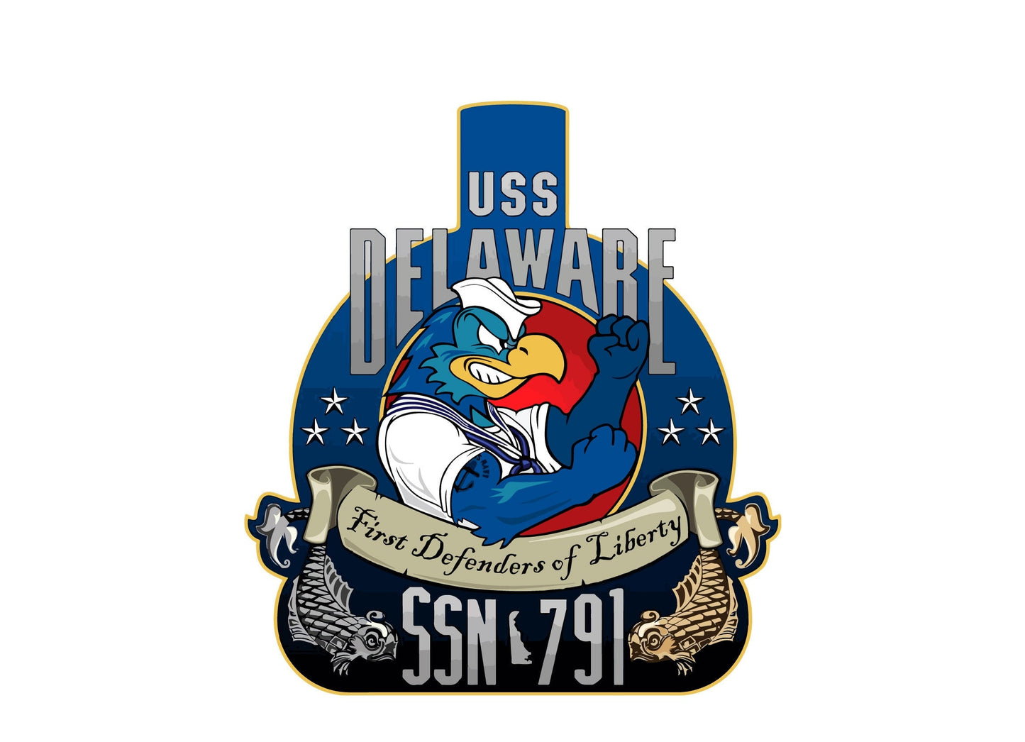 USS Delaware SSN-791 Badge Sticker Decal Virginia Class Attack submarine Car Sticker Bumper Sticker for Car Emblem