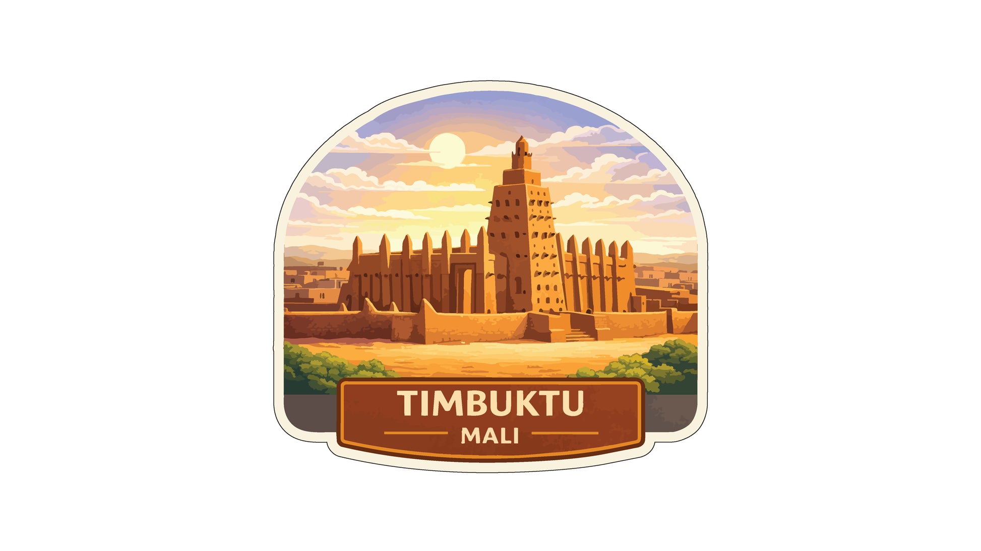 the Timbuktu, the capital of Mali, with its distinctive architecture and surrounding landscape.