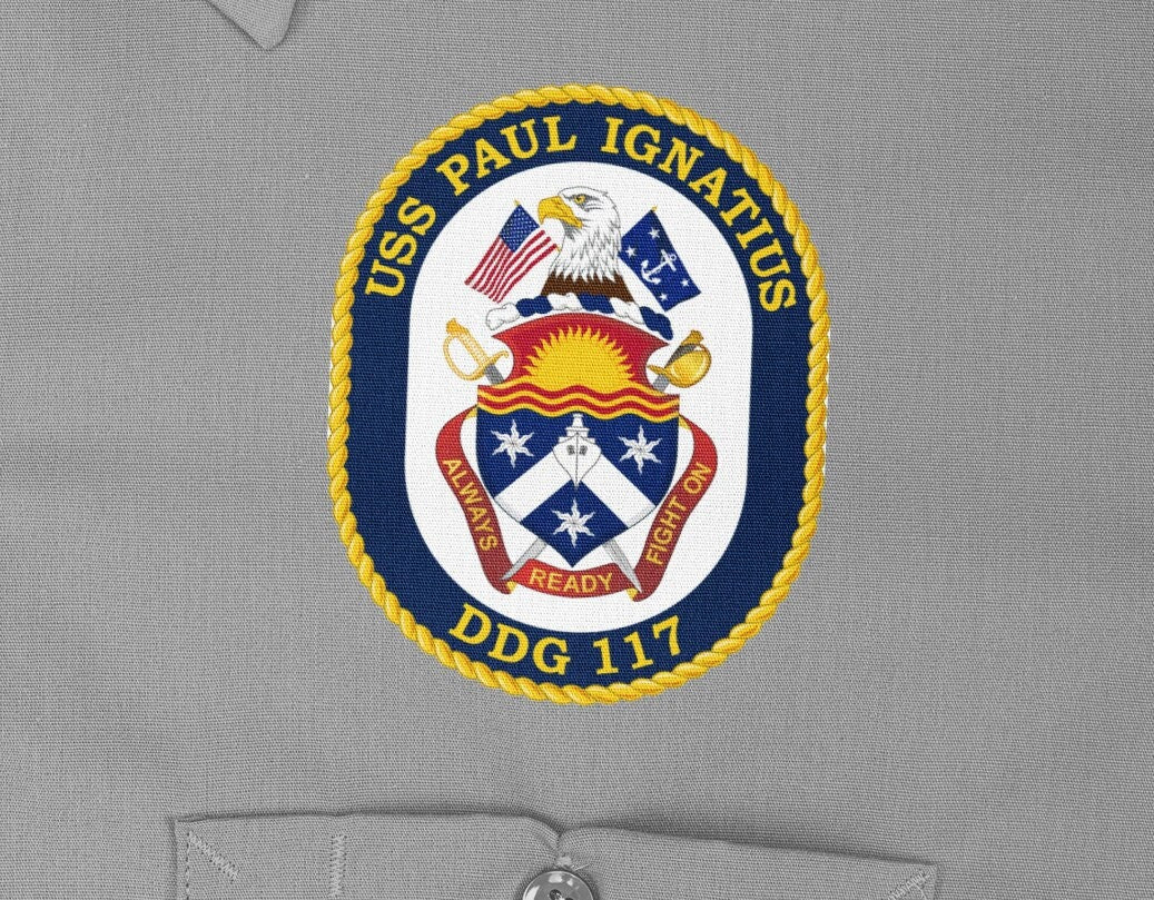 USS Paul Ignatius DDG-117 Badge Iron On Heat Transfer Vinyl HTV Arleigh Burke Class Destroyer