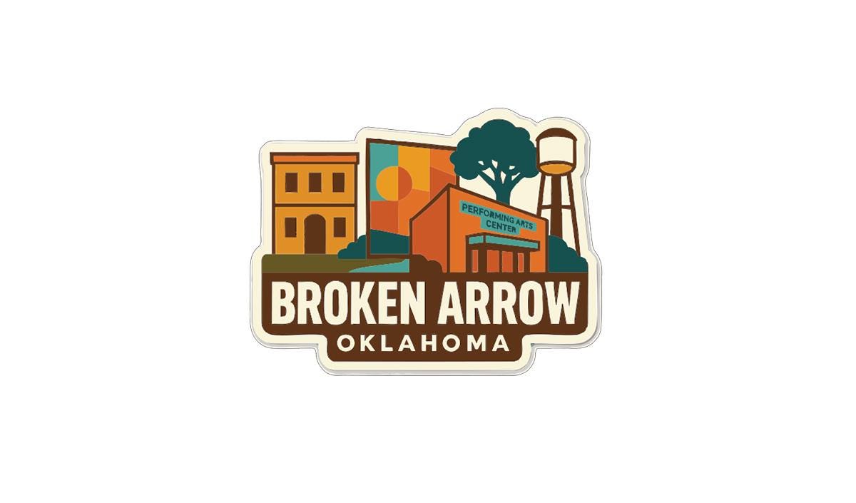 a sticker or logo for the "Broken Arrow" in Oklahoma.