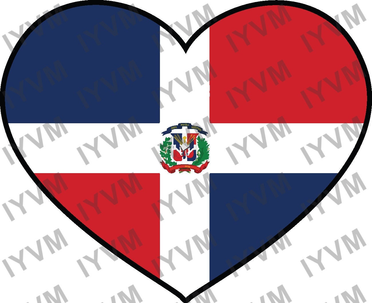 Dominican Republic Flag Heart Sticker Decal / República Dominicana / Dios, Patria, Libertad / Santo Domingo