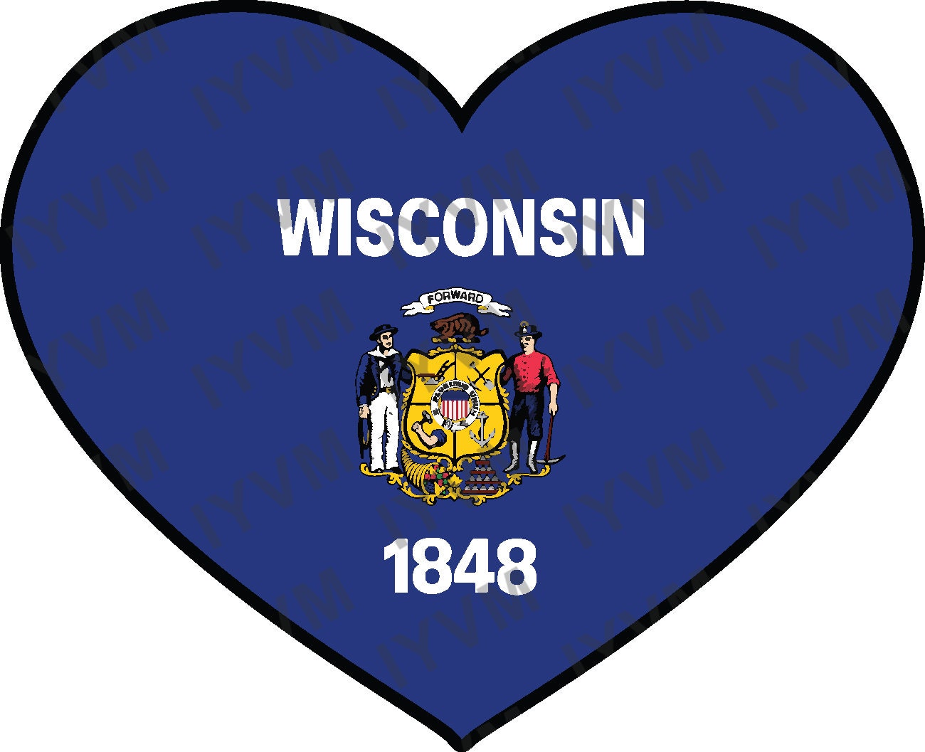 State of Wisconsin Flag Heart Sticker Decal  USA Wisconsin State  Madison  The Badger State  America's Dairyland  The Mitten State /