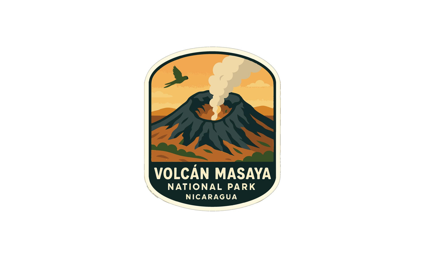 a sticker or logo for Volcan Masaya National Park in Nicaragua.