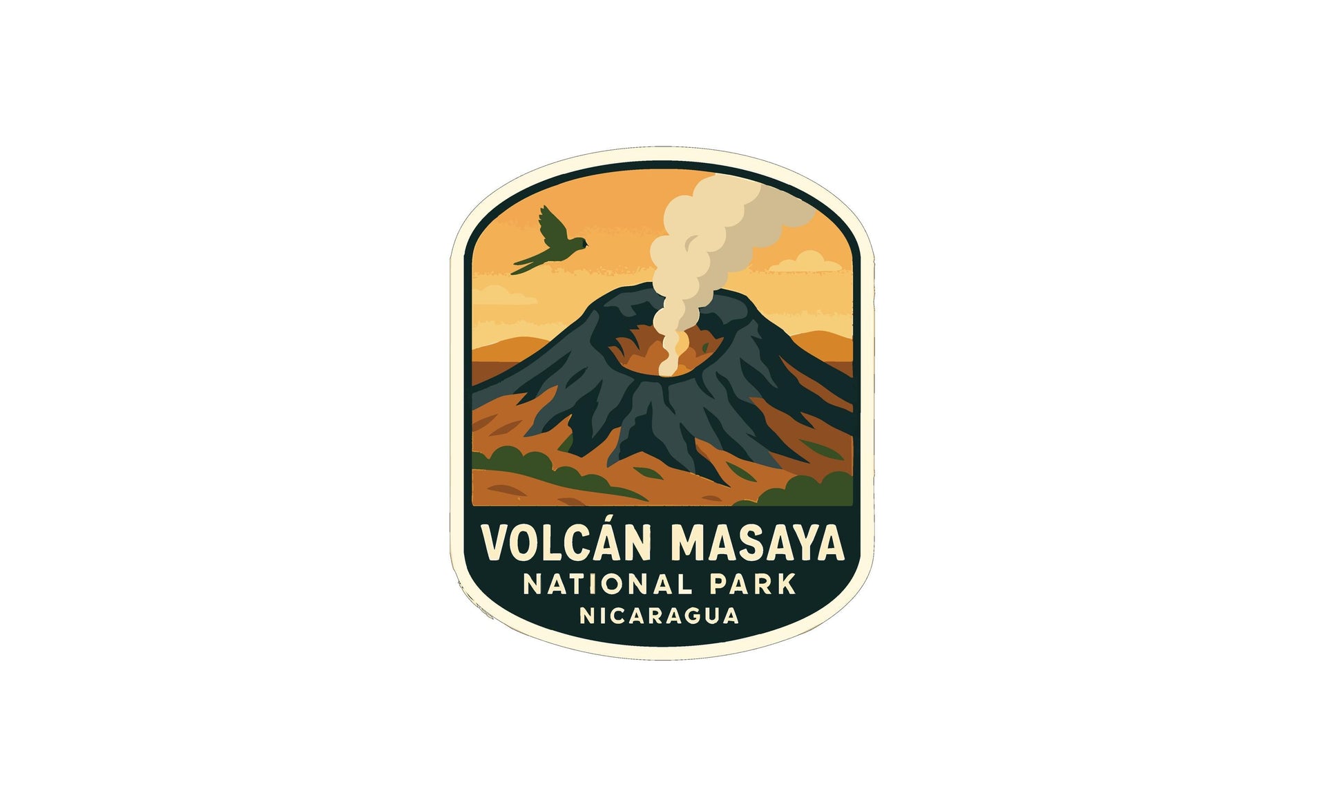 a sticker or logo for Volcan Masaya National Park in Nicaragua.