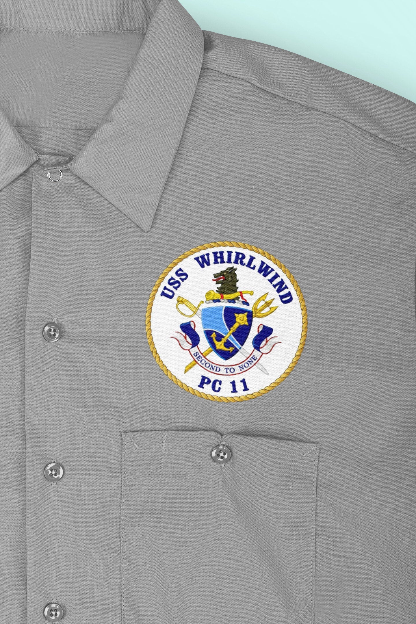 USS Whirlwind PC-11 Badge Iron On Heat Transfer Vinyl HTV Cyclone Class Patrol boat