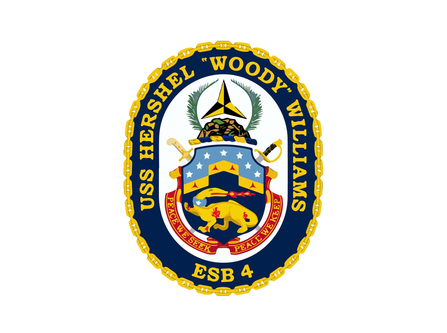 USS Hershel "Woody" Williams ESB-4 Badge Sticker Decal Lewis B. Puller Class Expeditionary Car Sticker Bumper Sticker for Car Emblem