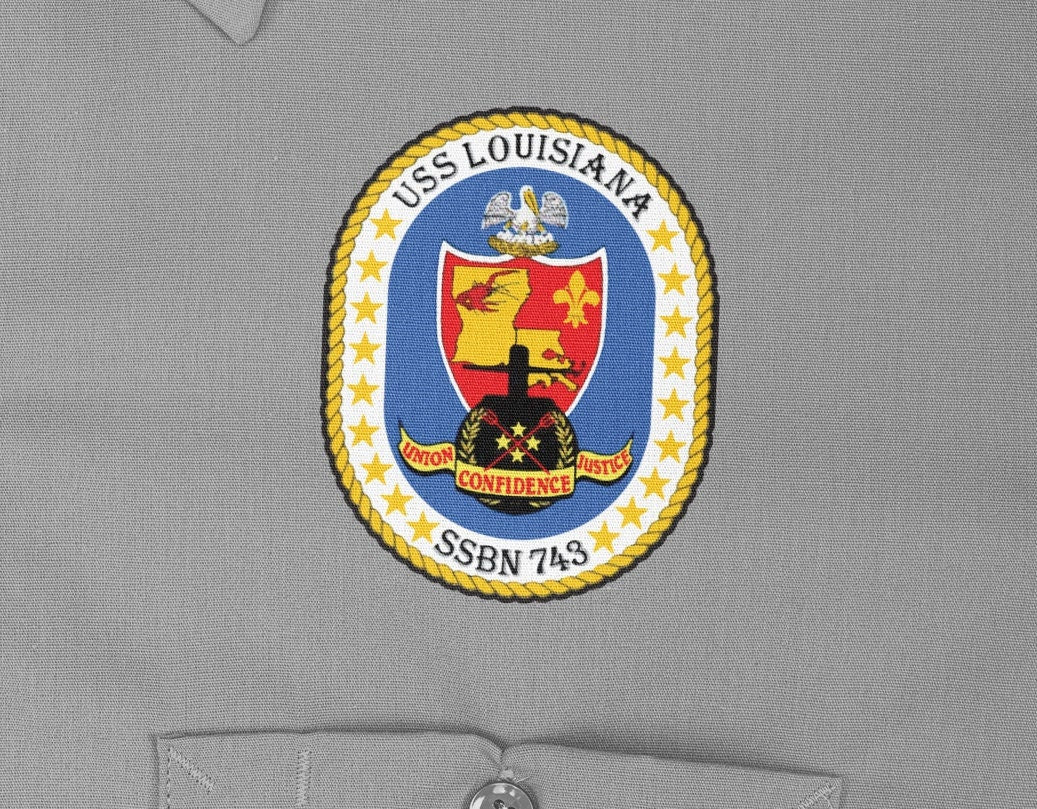 USS Louisiana SSBN-743 Badge Iron On Heat Transfer Vinyl HTV Ohio Class Ballistic Missile Submarine