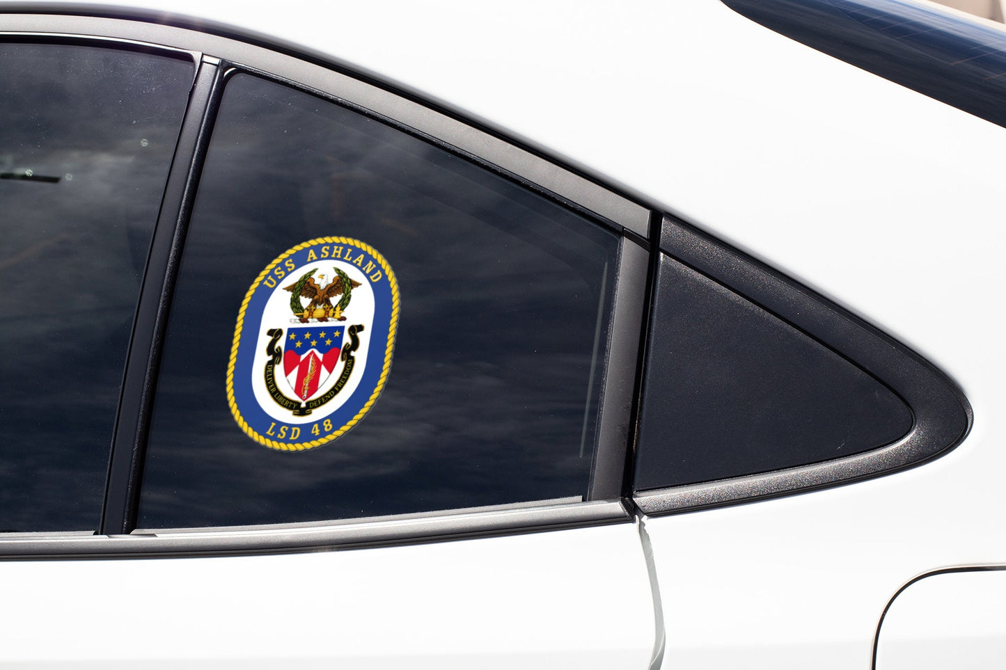 USS Ashland LSD-48 Badge Sticker Decal Whidbey Island Class Dock landing ship Car Sticker Bumper Sticker for Car Emblem