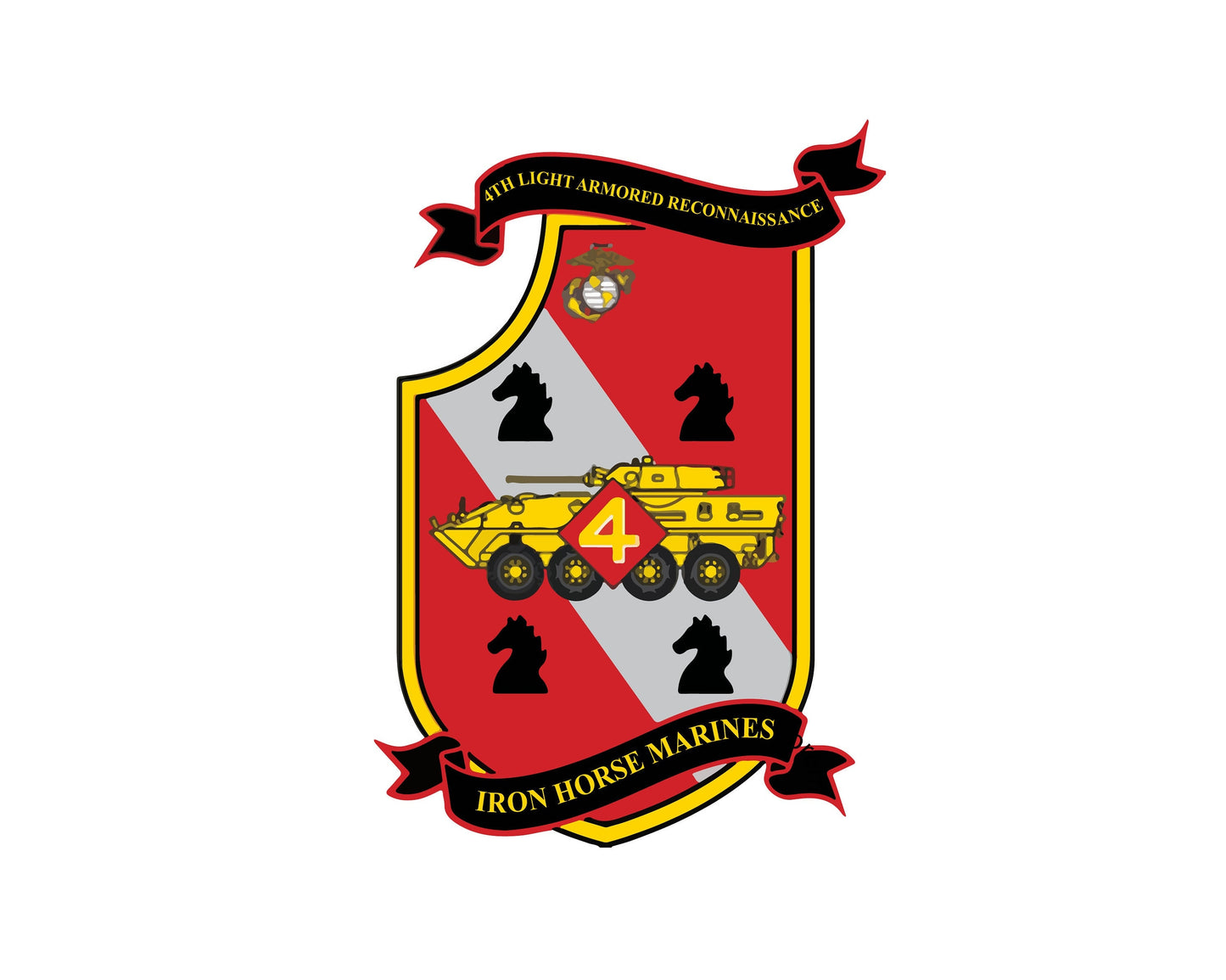 US Marine Corps Badge Sticker Decal  4th Light Armored Reconnaissance Battalion Iron Horse Marines Car Sticker Bumper Sticker for Car Emblem