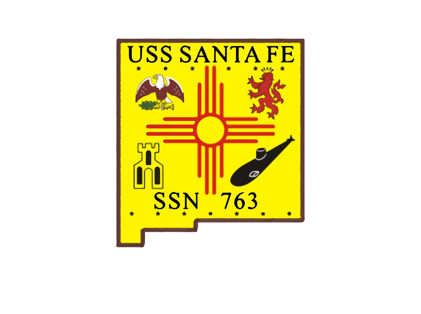 USS Santa Fe SSN-763 Badge Sticker Decal Los Angeles Class Attack submarine Car Sticker Bumper Sticker for Car Emblem