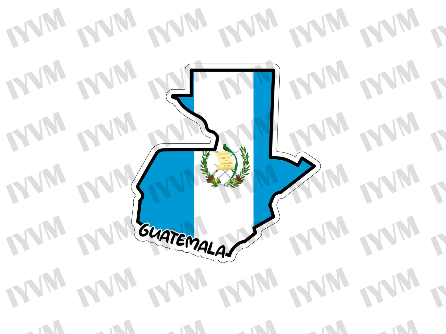 Guatemala Map Flag Sticker Decal / Republic of Guatemala / República de Guatemala / Libre Crezca Fecundo / Guatemala City / Guatemalan /