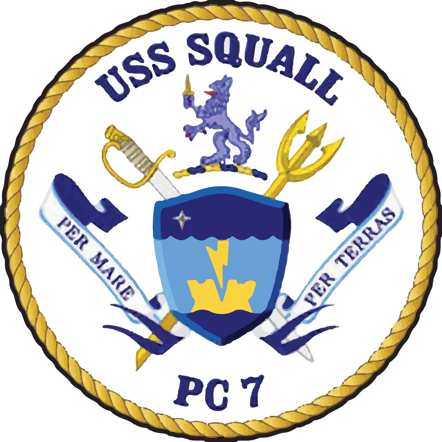 USS Squall PC-7 Badge Iron On Heat Transfer Vinyl HTV Cyclone Class Patrol boat