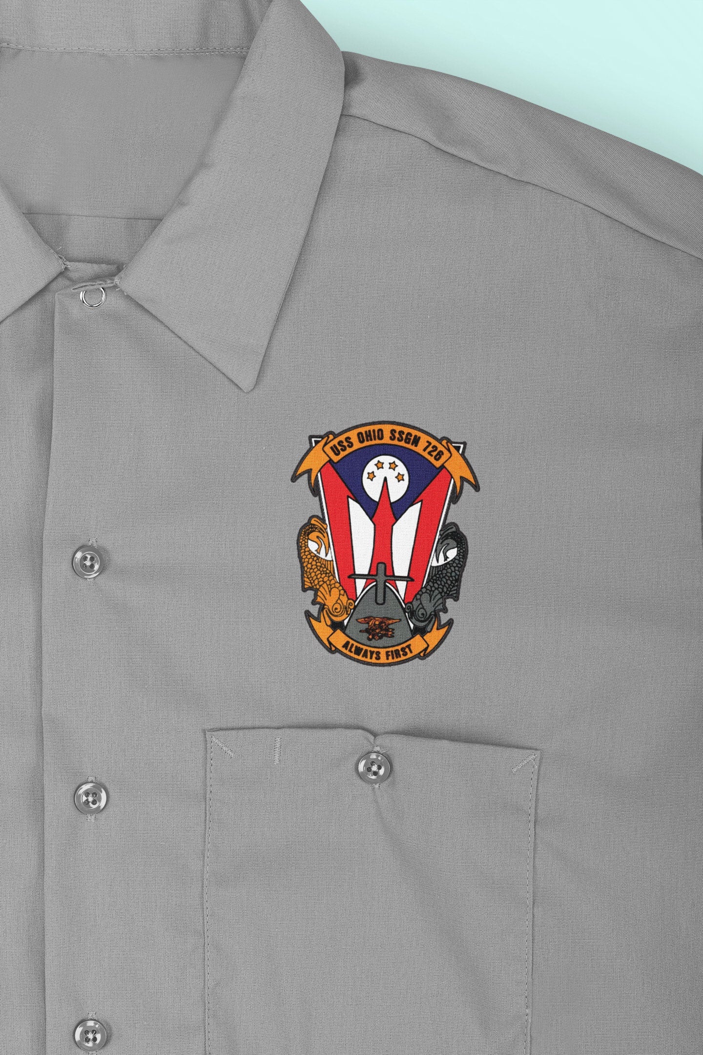 USS Ohio SSGN-726 Badge Iron On Heat Transfer Vinyl HTV Ohio Class Guided Missile Submarine