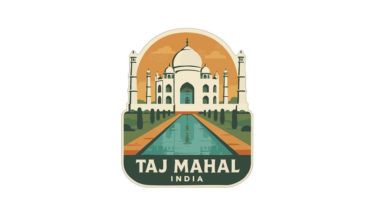 Taj Mahal India Iron On Heat Transfer Vinyl HTV Die-Cut Symbolic Landmark Design