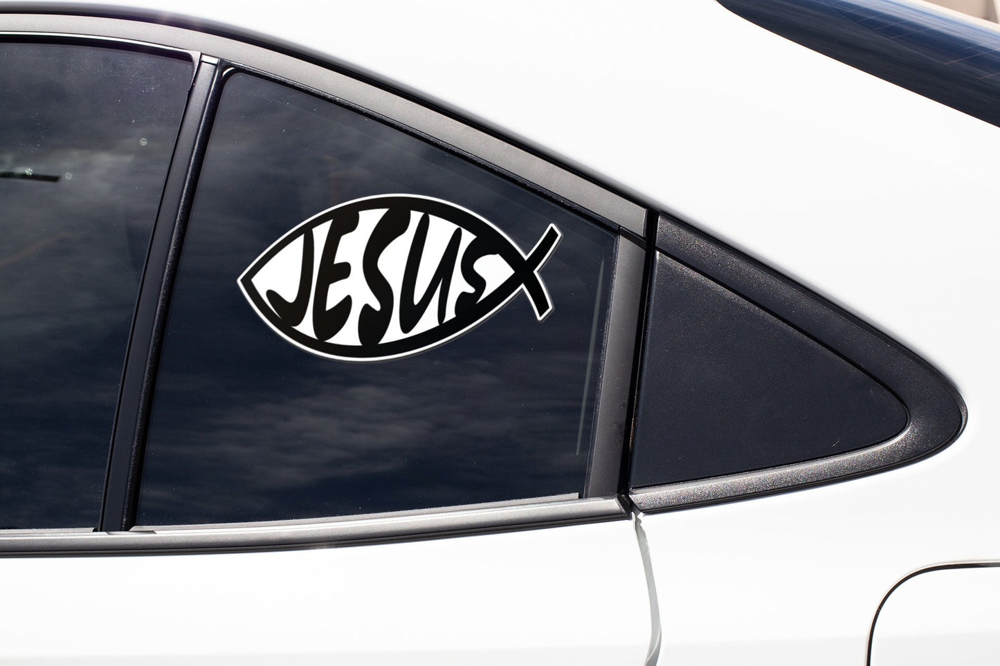 Christian Fish Ichthys Sticker Decal Vinyl Decal God Jesus Holy Spirit Bible Church Faith Love Peace Forgiveness