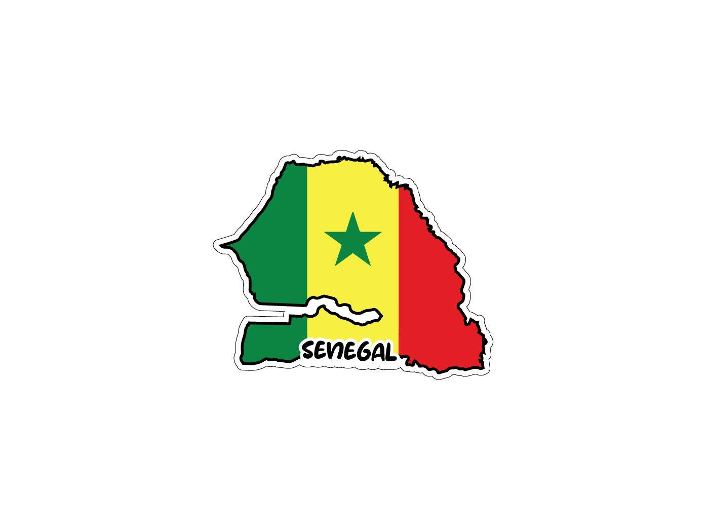 Senegal Map Flag Sticker Decal