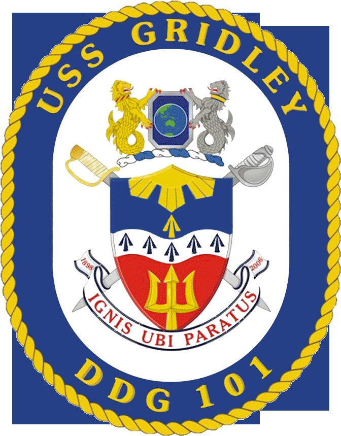 USS Gridley DDG-101 Badge Iron On Heat Transfer Vinyl HTV Arleigh Burke Class Destroyer