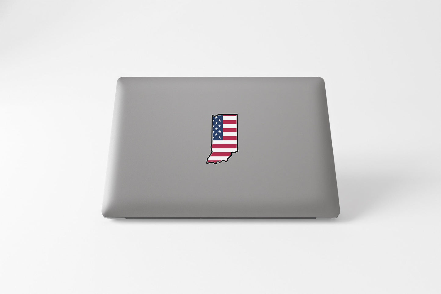 a laptop with a sticker of the state of indiana