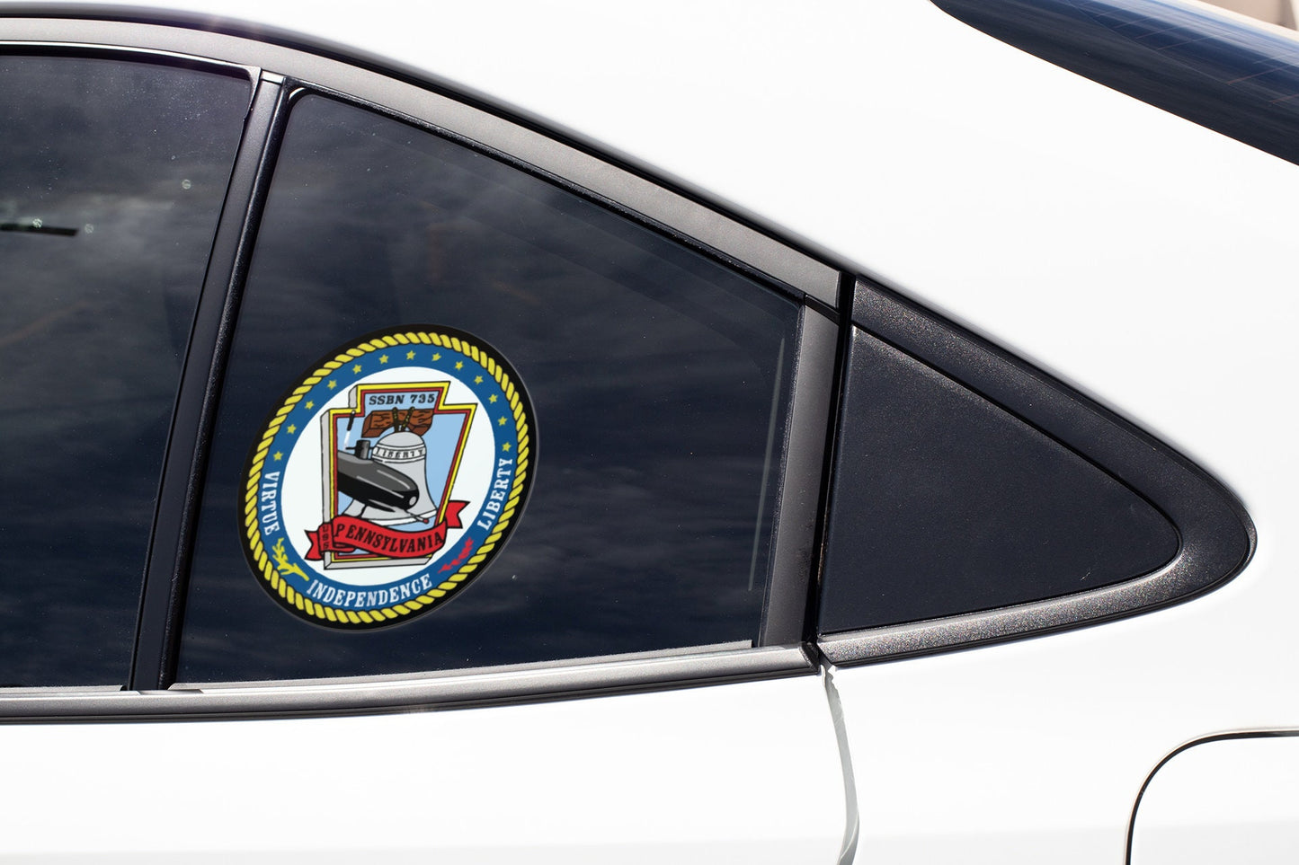 USS Pennsylvania SSBN-735 Badge Sticker Decal Ohio Class Ballistic Missile Submarine Car Sticker Bumper Sticker for Car Emblem