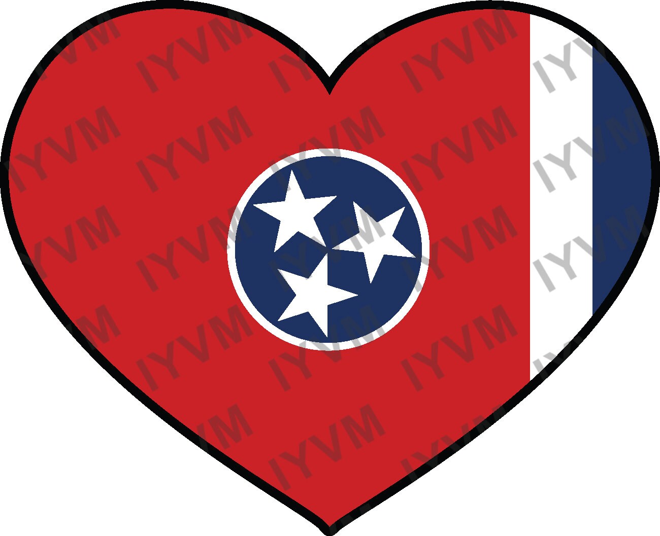 State of Tennessee Flag Heart Sticker Decal  USA Tennessee State  Nashville  The Volunteer State  Big Bend State  Butternut State /