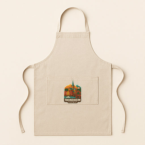 A beige apricot with a logo of Trondheim, a city in Germany, printed on it.