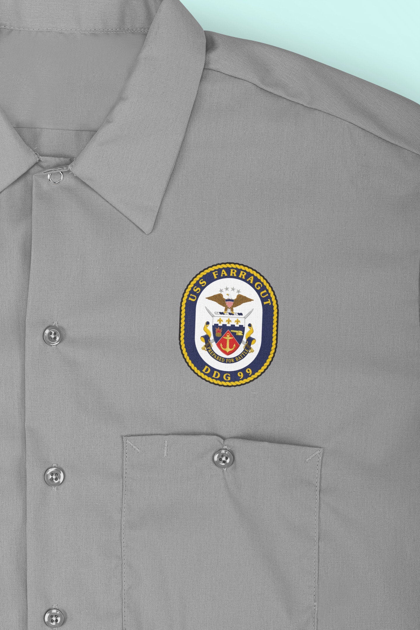 USS Farragut DDG-99 Badge Iron On Heat Transfer Vinyl HTV Arleigh Burke Class Destroyer