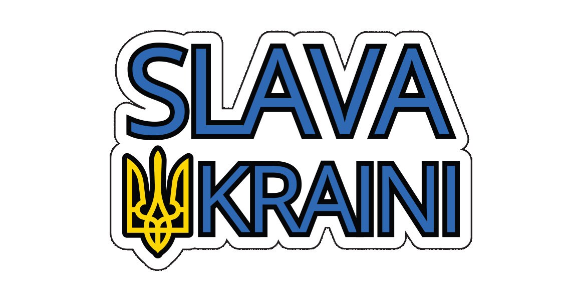 Slava Ukraini! Sticker Decal Volodymyr Zelensky Glory to Ukraine I Stand with Ukraine Russia Invasion Anti War No to War Pray for Ukraine