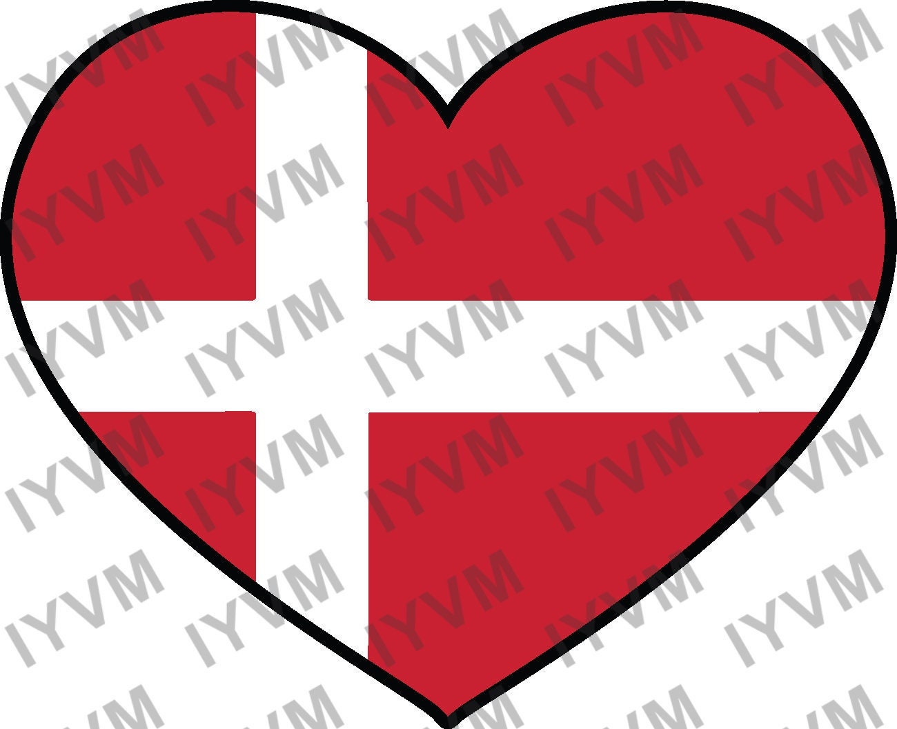 Denmark Flag Heart Sticker Decal / Copenhagen / Guds hjælp, folkets kærlighed, Danmarks styrke / Danish