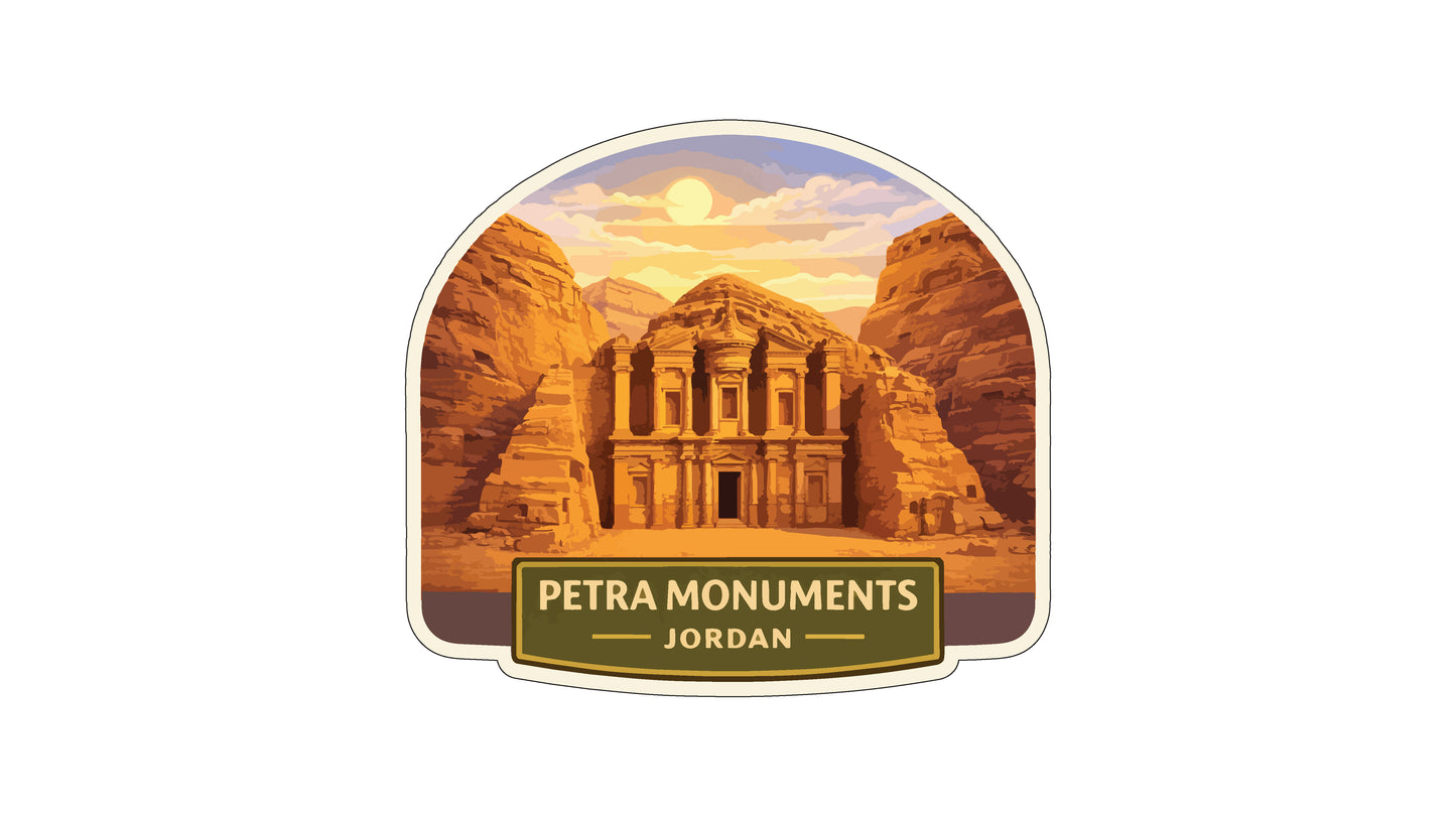 the Petra Monuments in Jordan, featuring the ancient rock carvings and architecture of the famous archaeological site.