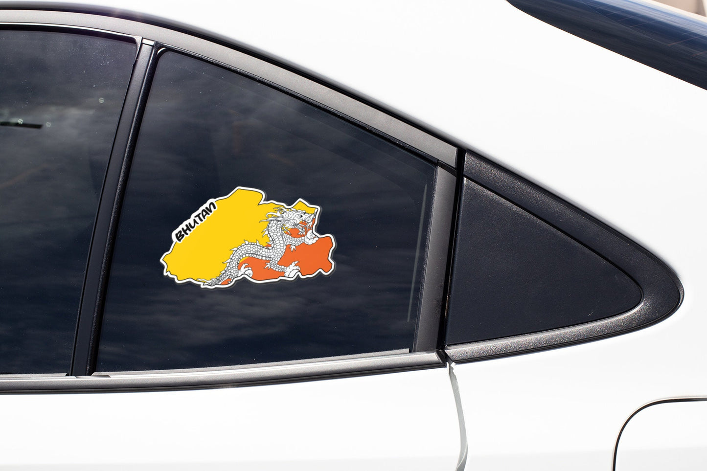 Bhutan Map Flag Sticker Decal